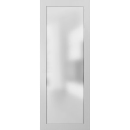 SARTODOORS Opaque Glass Panel Slab 36x96 Planum 2102 White Silk Use as Pocket Sliding Closet Wood Core Interior PLANUM2102S-WS-3696
